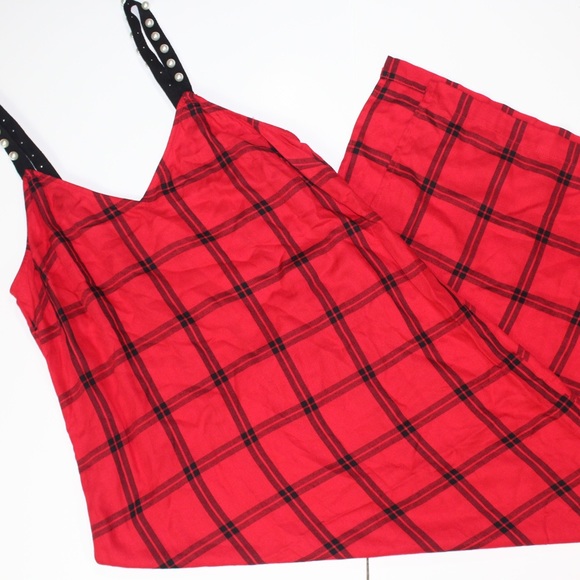 red plaid maxi dress